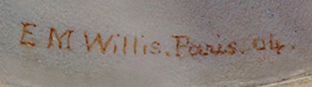 Signature of Ethel Mary Willis, Edwardian Era miniature portrait painter.